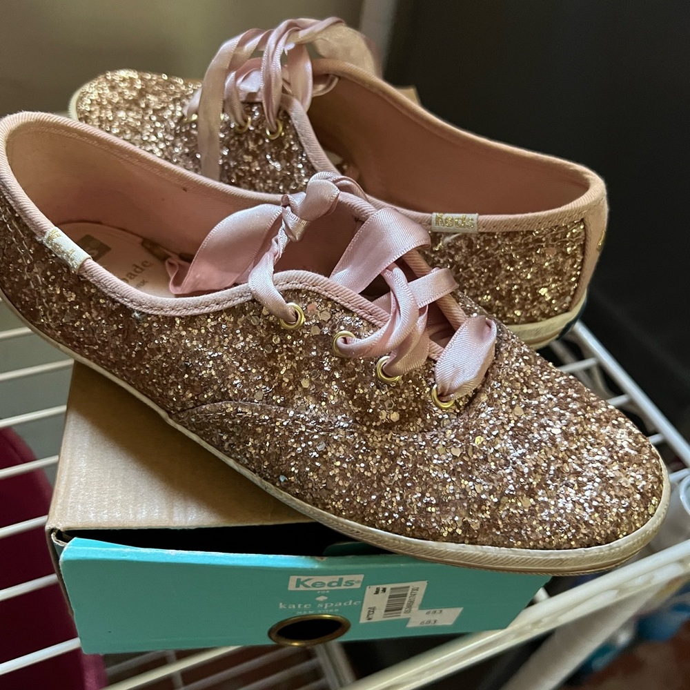 Gold glitter women keds